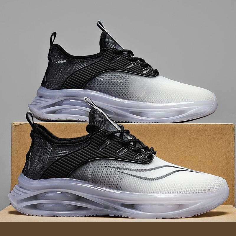 Men's Breathable Thin Fly Woven Mesh Sports Net Shoes Youth Trendy Brand Air Cushion Shock Absorption Dad Height Increasing