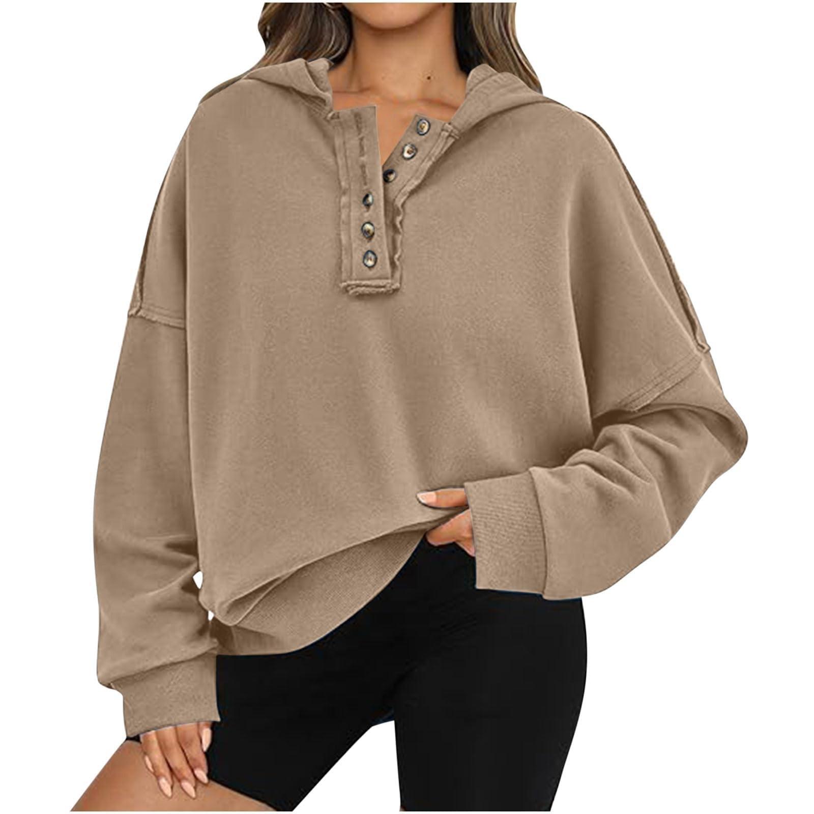 

Свитшоты для женщин, большие толстовки с капюшоном на пуговицах, повседневные удобные пуловеры, осенние наряды M чёрный