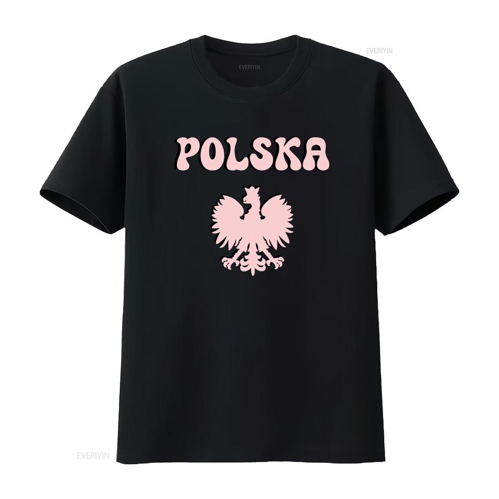Polska T Shirt White Eagle Symbol Patriotic Polish Pride Falcon Heritage Cute Retro Design For Unisex Vintage Washed Soft