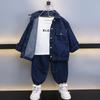 Boys Spring and Autumn Denim Suit Children's Ruffian Handsome Western Style Solid Color Two-piece Suit