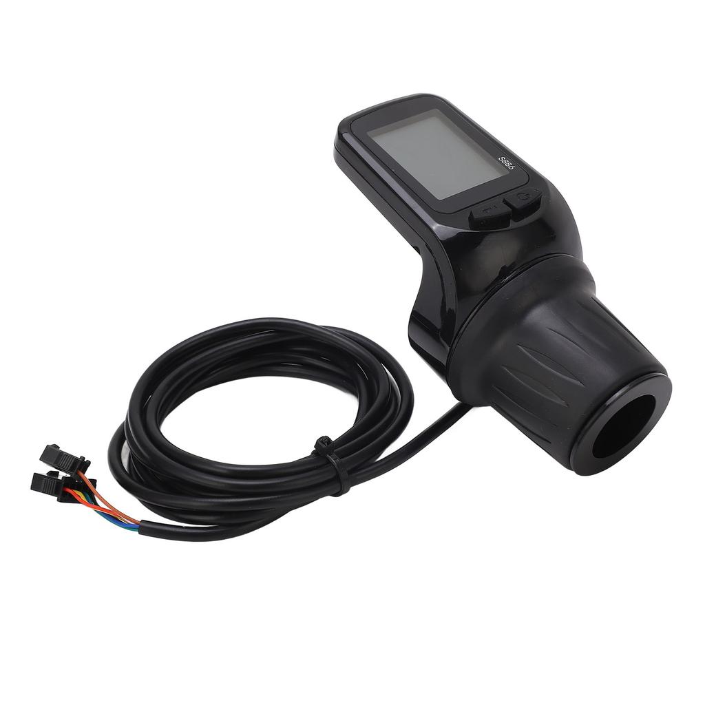 Electric Bike Half Throttle Grip with LCD Display Panel Headlight Interface 5P+2P Ordinary Cable 24V 36V 48V 60V