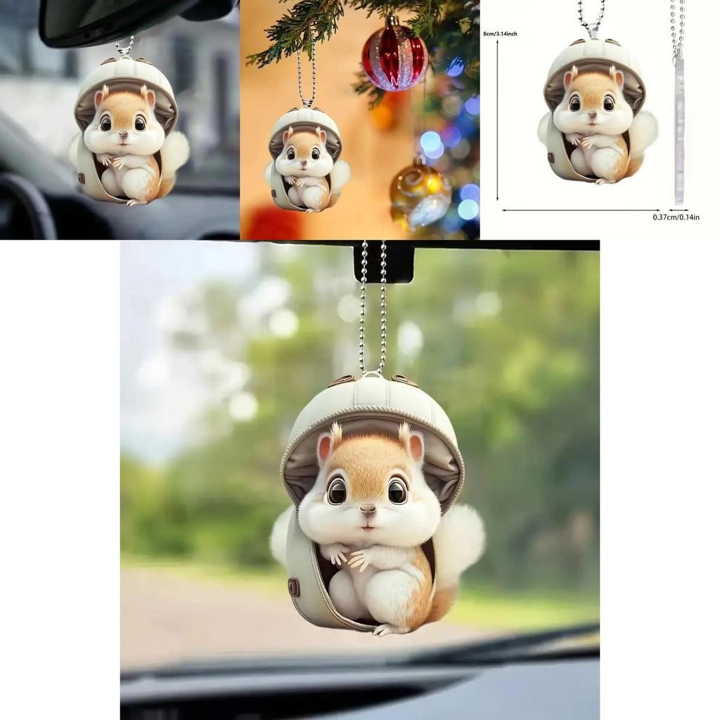 Squirrel Acrylic Car Hanging Ornament Gift For Couples Car Interior Decoration