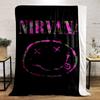 Nirvana Smile Face Design printed Flannel blanket for bedroom, living room, sofa, and nap
