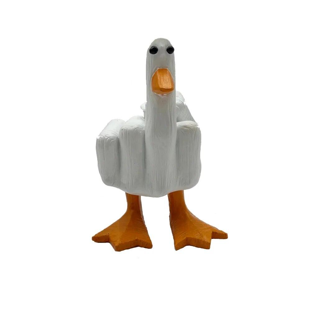 Middle Finger Duck You Figurine Middle Finger Desk Decor Funny Garden Decor Statues Figurines Ornaments for Home, Patio,Yard