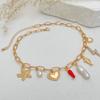 Ocean Inspired Chunky Shell Starfish Pendant Necklace Summer Beach Jewelry Gift Elegant Clavicle Chian for Women