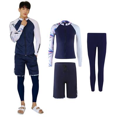 YFMAYI Herren Rash Guard Badeanzug Set, Oberteil und Unterteil, Leggings, Langarm und Surfhose, 3-teiliges Set für Strand und Schwimmen