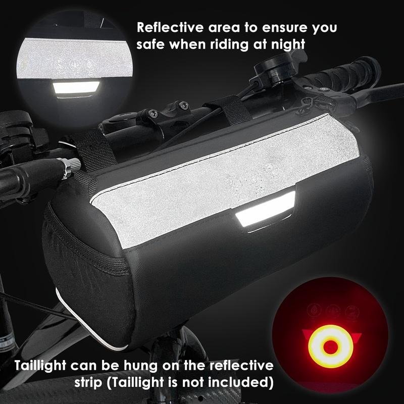 Bike Handlebar Bag Waterproof - Bicycle Handlebar Roll Bag with Large Reflective Area, Bike Front Pouch with Waterproof Zipper