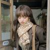Korean version of Japanese checkered knitted wool scarf versatile warm long dual-purpose shawl simple and fashionable student scarf