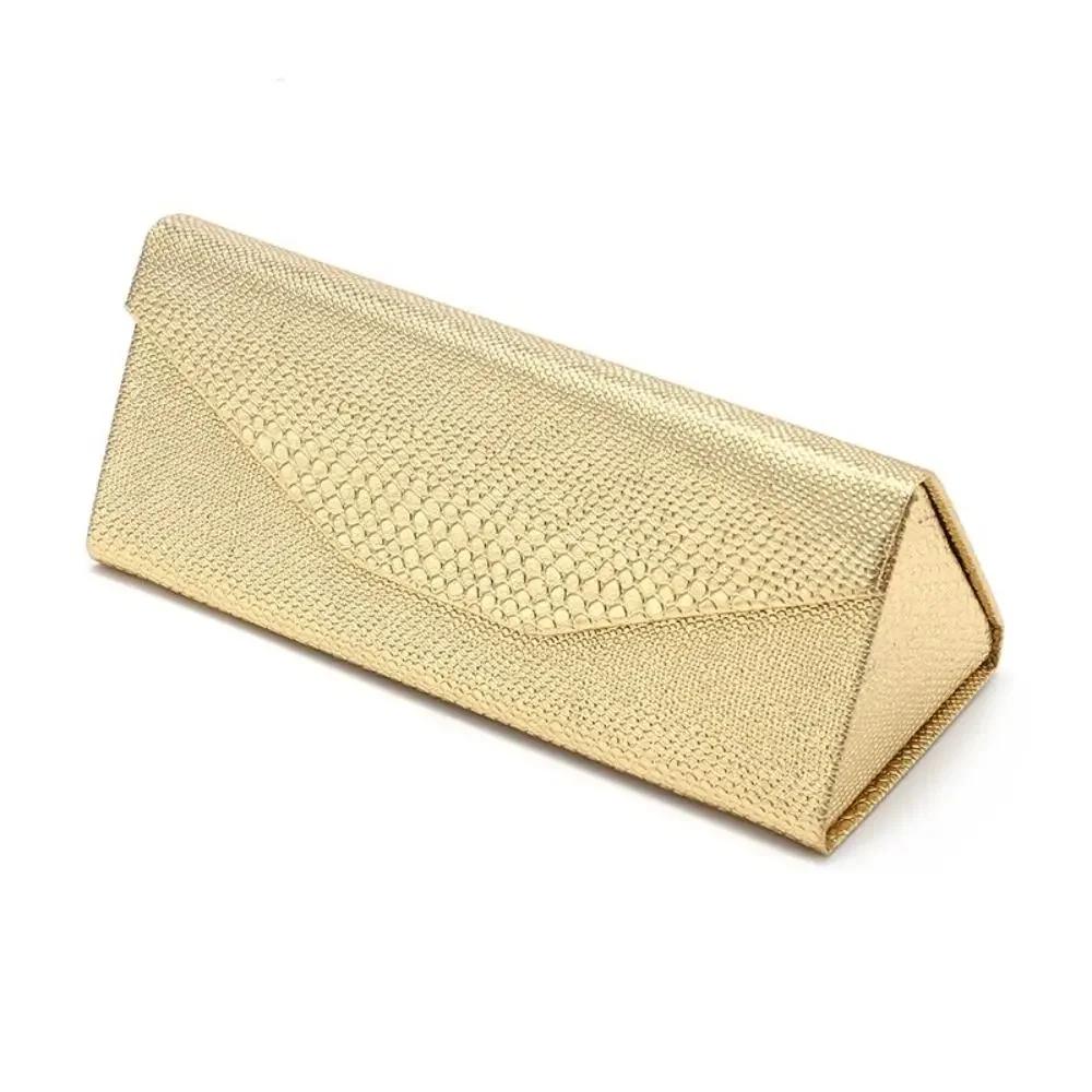 Portable Foldable Triangle Sunglasses Box Solid Color PU Leather Waterproof Glasses Case Women Men Eyewear Protective Case