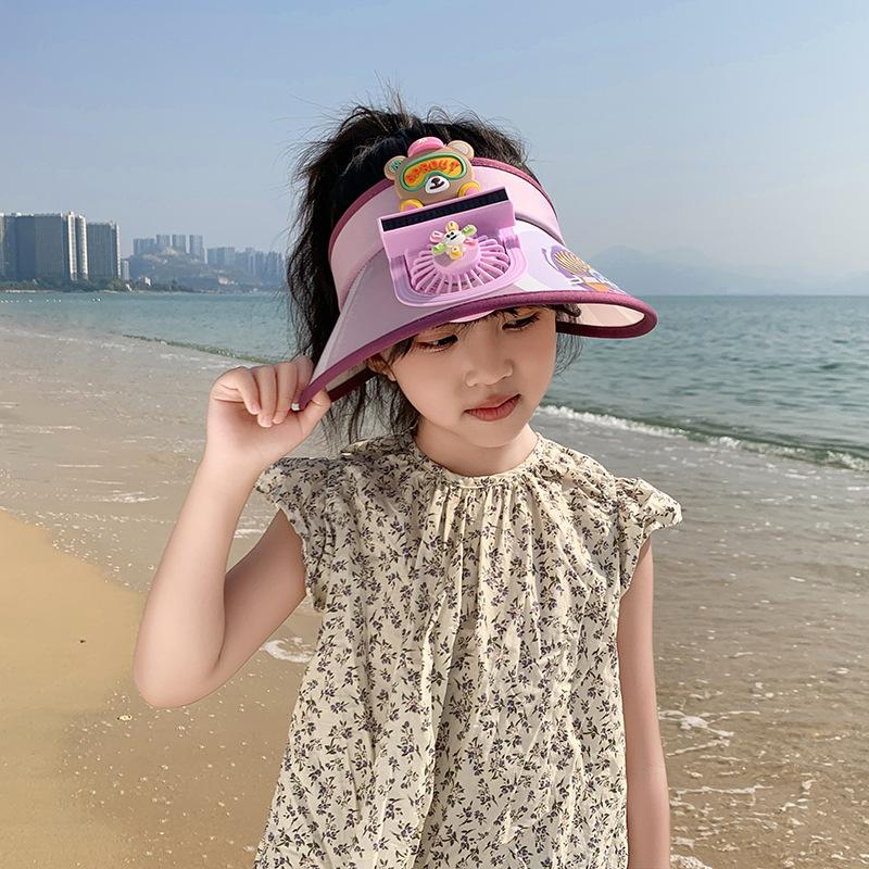 Children's Fan Hat Summer Travel New Style Lights Sun Protection Top Hat Men and Women Casual Cartoon Sun Hat Trend