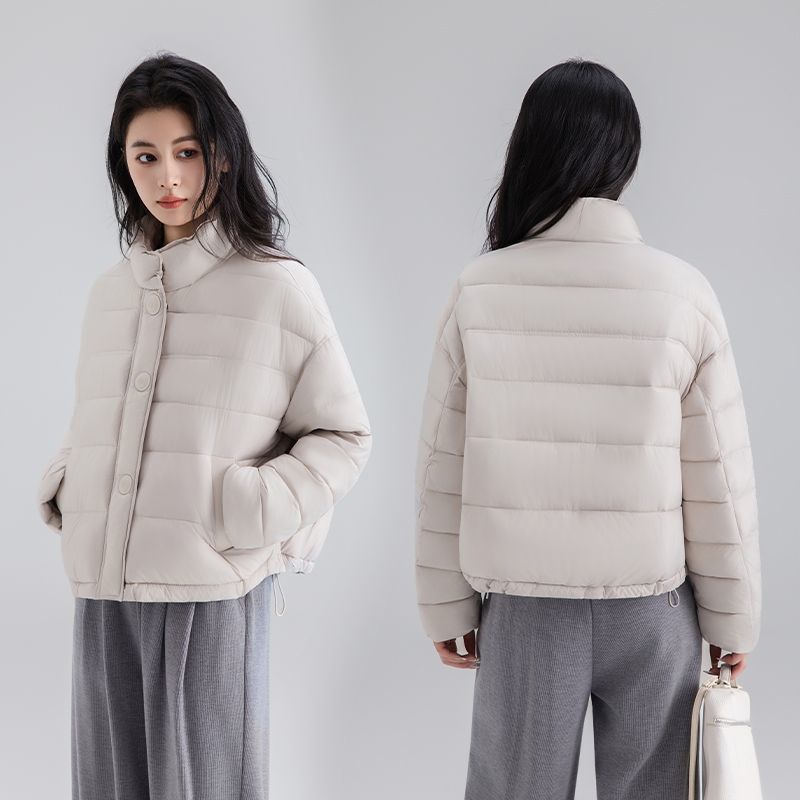 

Женское короткое стеганое пальто Зимняя теплая хлопковая куртка Модный универсальный наряд XXL бежевый