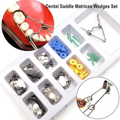 Dental Saddle Contoured Metal Matrices Universal Kit with Spring Clip Dental Matrices
