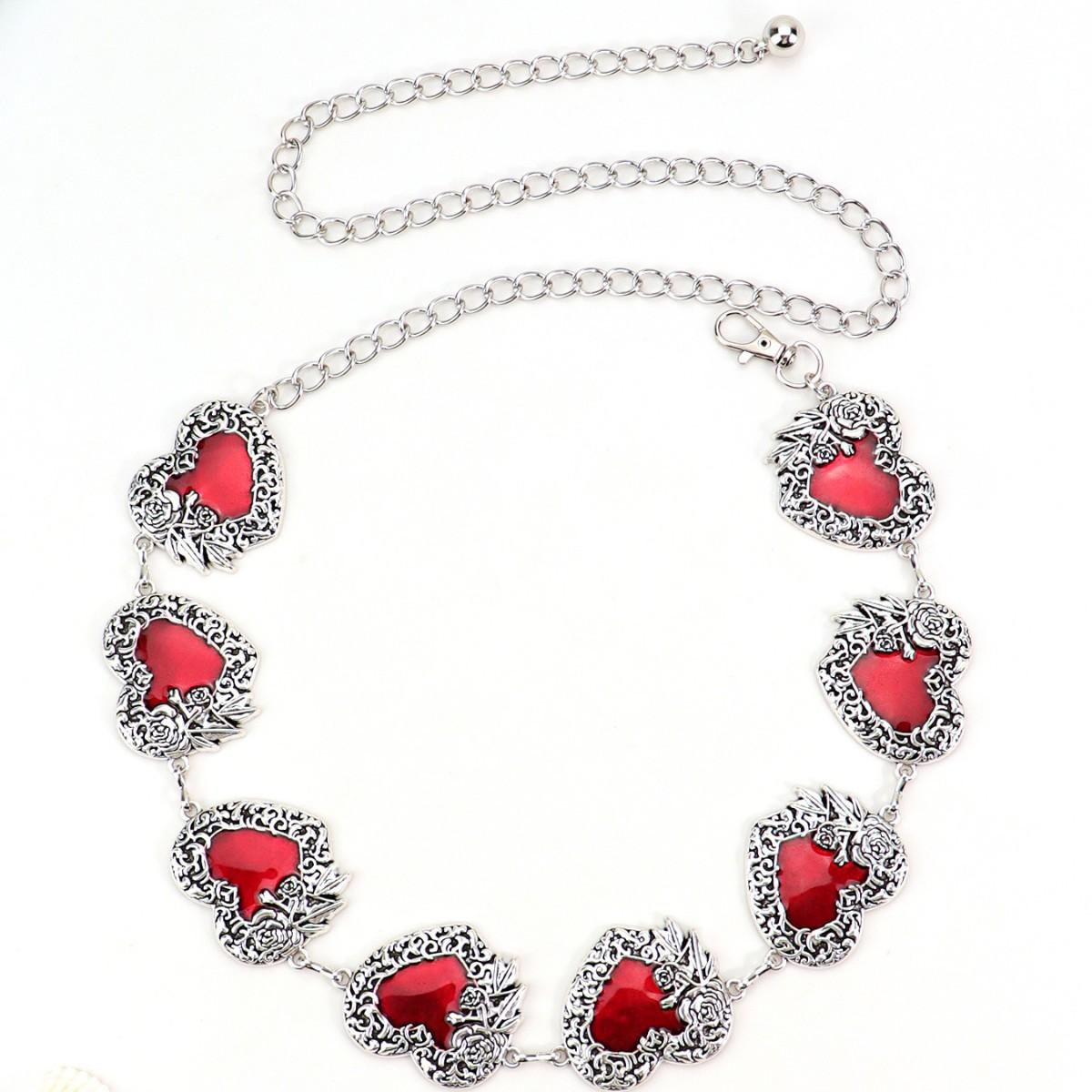 Women s Sexy Oil-Drip Heart Shaped Waist Chain Y2K Gothic Punk Waistband