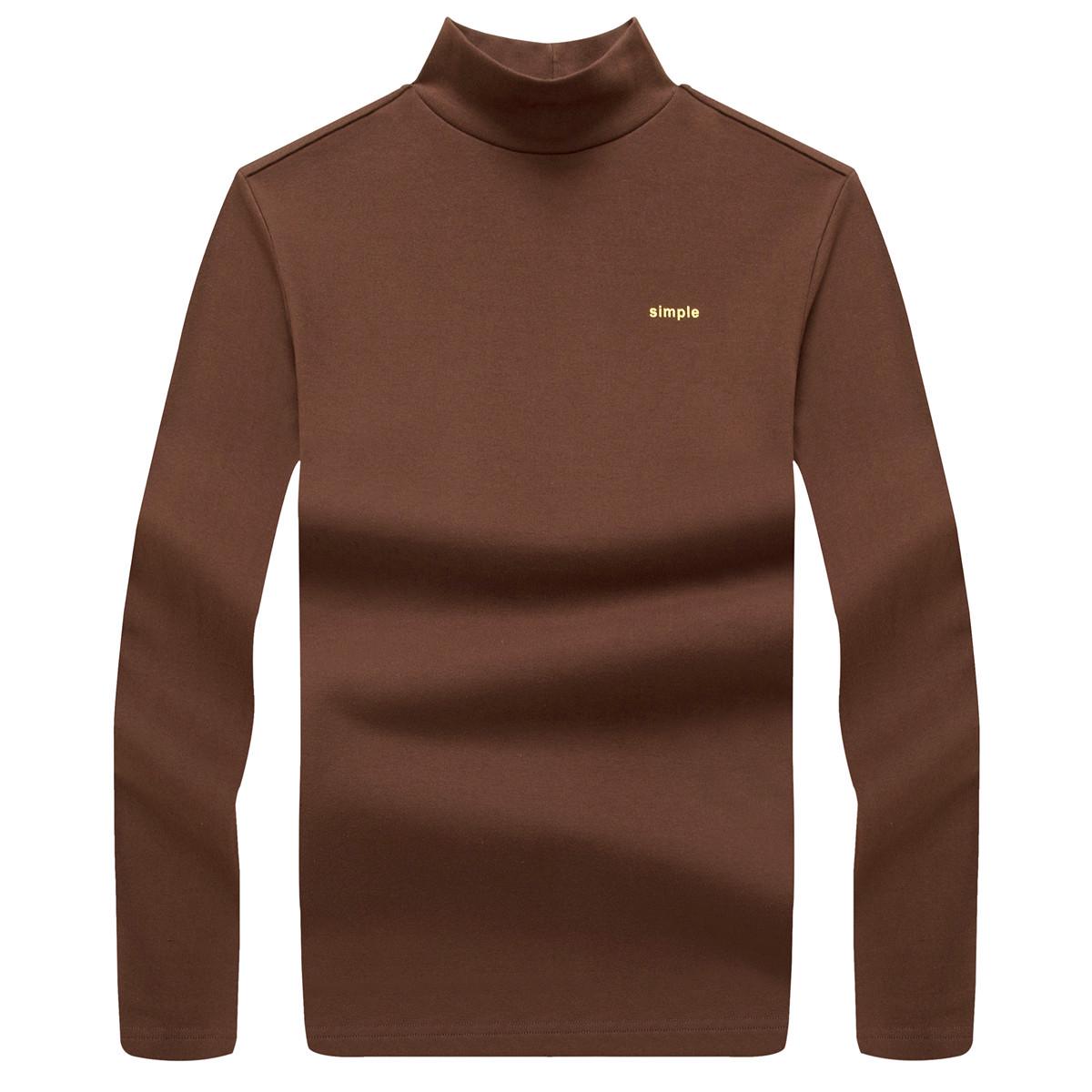 

Мужская футболка с длинным рукавом из чистого хлопка, с круглым вырезом, облегающего кроя, с принтом, 2025 M кофейный