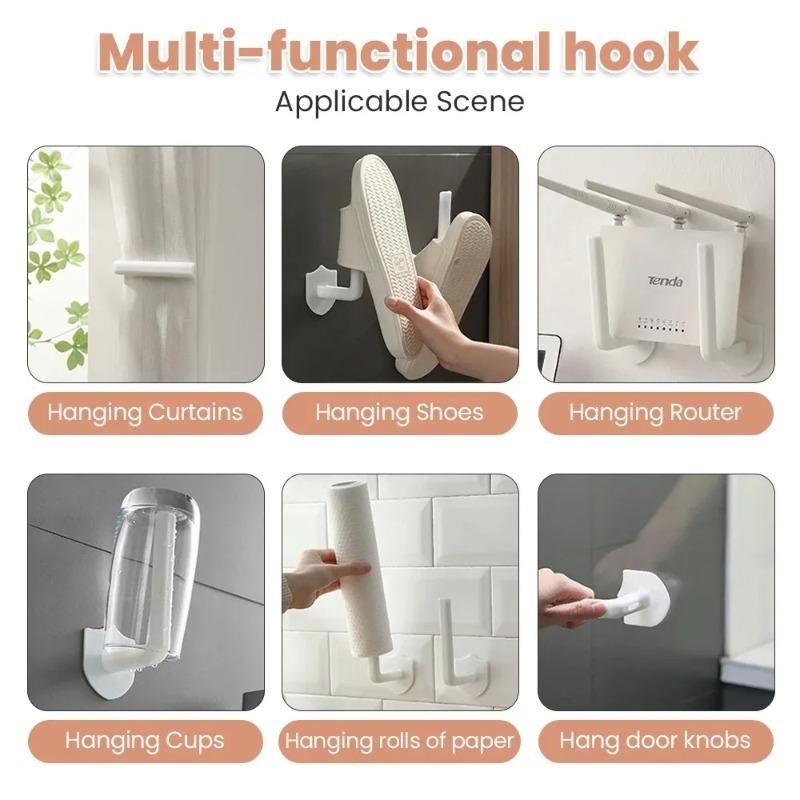 4pcs Multifunctional L-shaped Non Perforated Strong Hooks,clothes and Hats Storage Rack,toilet Paper Hooks,bathroom Towel Hooks