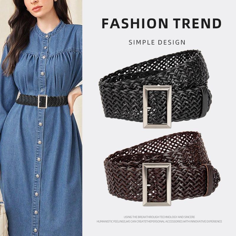 Women's Korean Style Fashion Braided Belt Fashionable Versatile Dress Accessories Without Punching Women's Belt