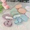 With Mirror Eye Care Kit Creamy Color Storage Box Portable Contact Lens Case  For Women