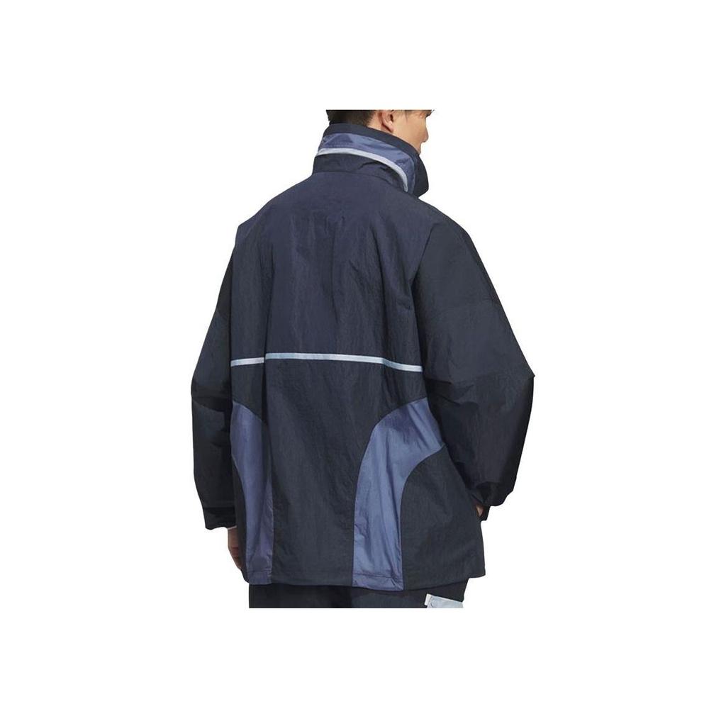 adidas Men's Woven Stand Collar Zip Jacket 'Ink Blue' JM8622