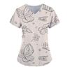 Women's Nurse Uniform Simple Star 3D Print Tops V-neck Pockets Medical Uniform Nursing Surgical Gown Tops Work Clothes