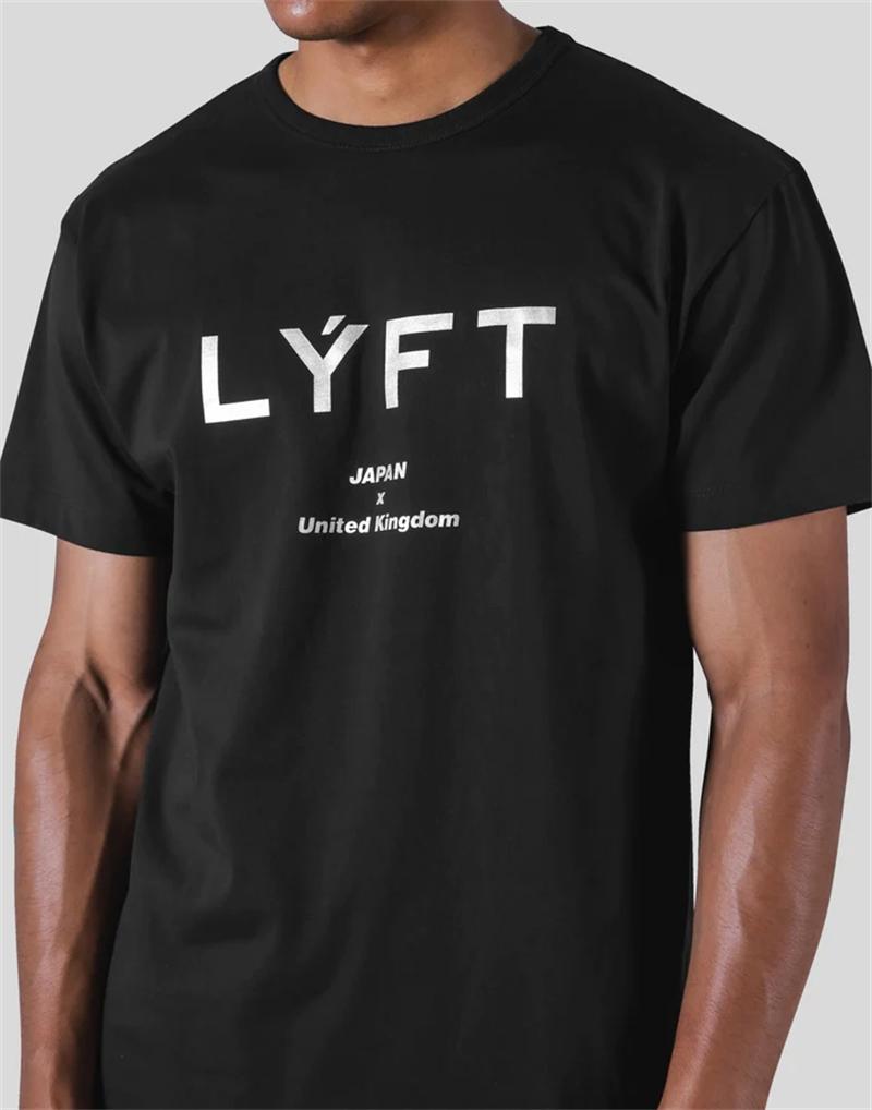 LYFT 2025 Men's Slim Fit Compression T-Shirt Silver Logo Workout Fitness Tee for Gym Training Running Summer Elastic