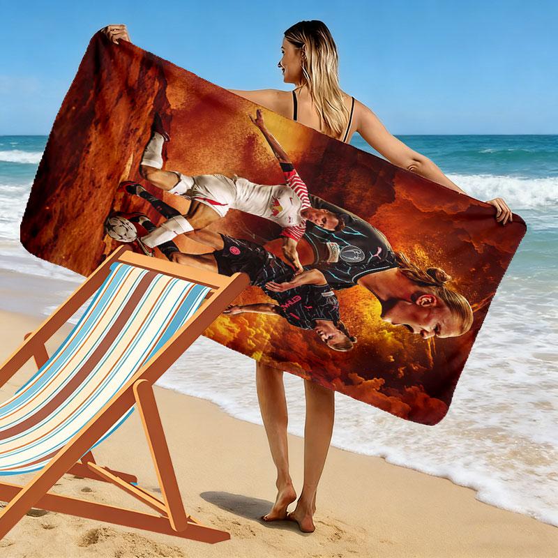Haaland Power Print Beach Towel, Large Soft Quick Dry Towel for Beach Camping Swimming