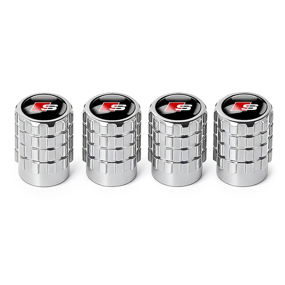 2026 4Pcs Car Tire Valve Caps Metal Wheel Dust Covers Accessories For Audi Sline A1 A2 A3 A4 A4L A5 RS RS3 RS4 RS5 RS6 R8 S1 S2 S3