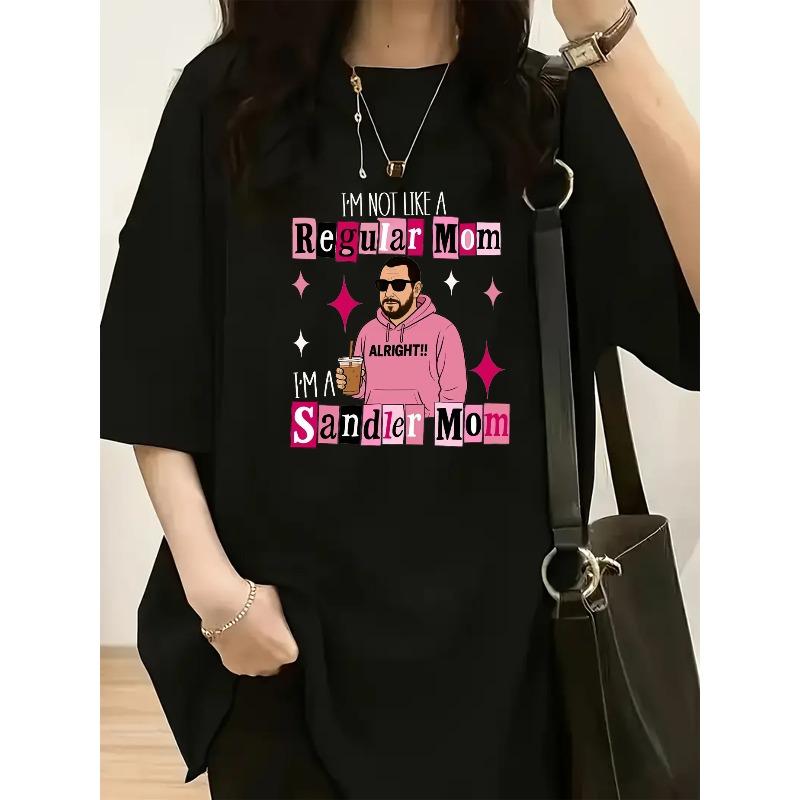

Women s Fashion Spring/summer Style T-shirt Featuring a Cartoon Adam Sandler Print Paired with the Playful Text , Creating a Fun Fan Culture Vibe S чёрный