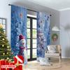 2pcs 2D Flat Printing Merry Christmas Trendy Curtains Christmas Winter Snowman Tree Snowflakes Lovely Blue White Digital Printed