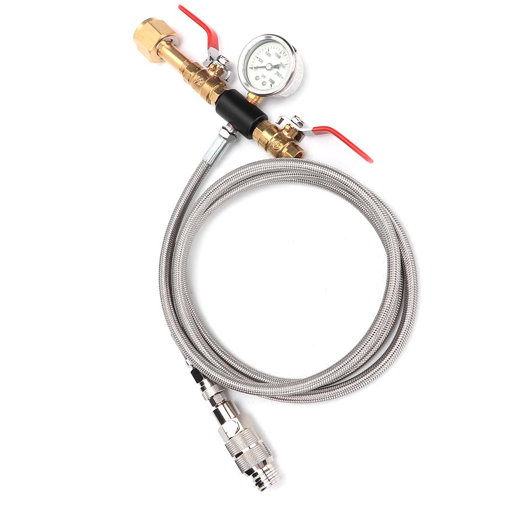 Adaptor furtun de 1,8 m cu conector cu dublă supapă pentru umplere cu CO2 și manometru (W21.8?14)