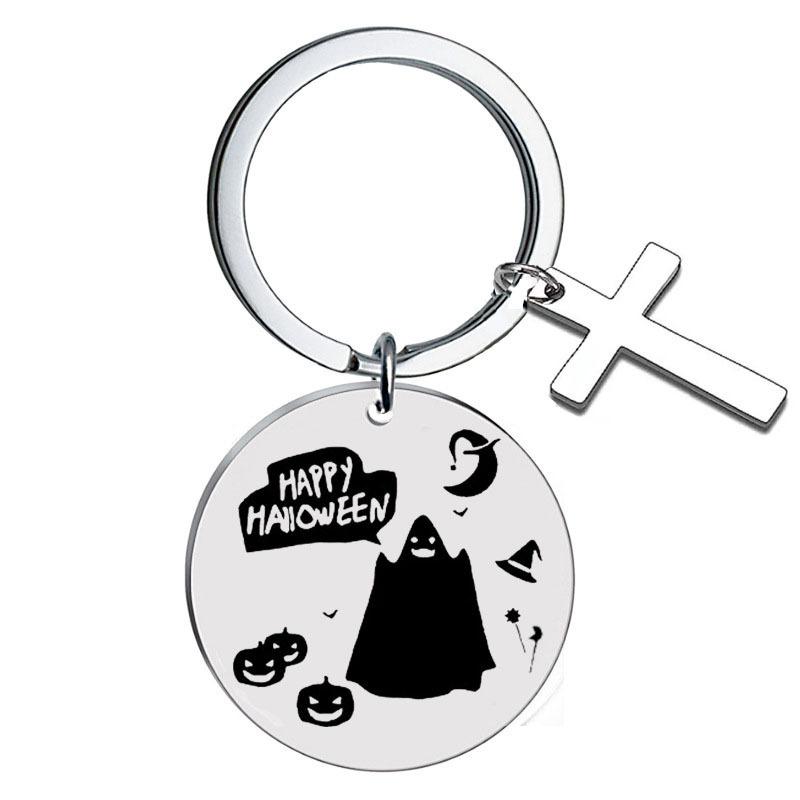 Edelstahl Schlüsselanhänger Geist Halloween Geschenk Europäischer und Amerikanischer Schriftzug Schlüsselanhänger Rucksackanhänger