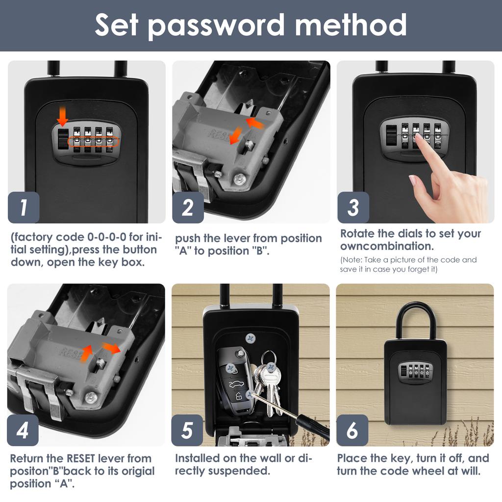 Key Safe Box Wall Mount Key Lock Box 4 Digit Combination Key Hider Box Outdoor Lock Box for House Keys Safe Secret Storage Box