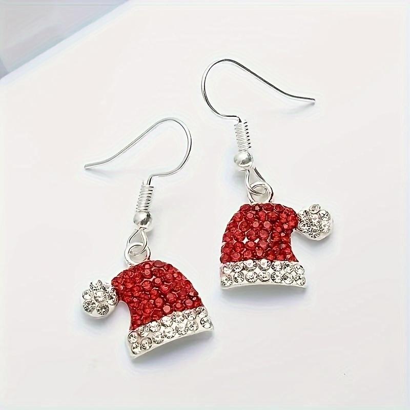 1 Pair of Elegant Silver Plated Zinc Alloy Drop & Dangle Earrings for Women with Rhinestone Accents, Iron Ear Needle, Festive Holiday Gift for Winter