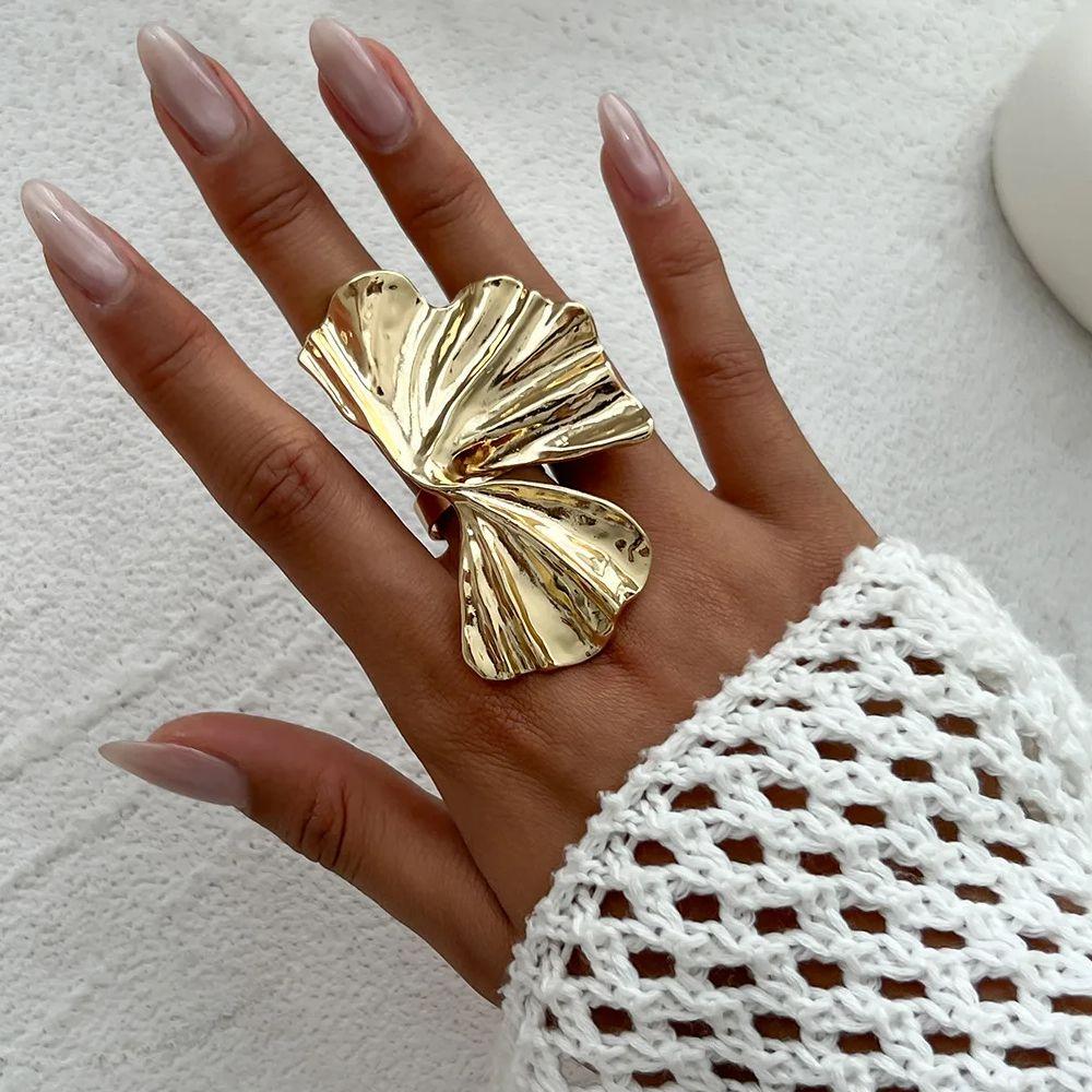

DIEZI Sweet Cool Elegant Plant Leaf Rings For Women Girls Men Fashion Gold Silver Color Metal Knuckle Joint Ring Jewelry
