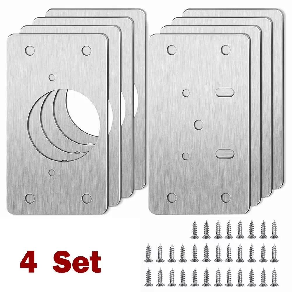 Kitchen Cupboard Door Hinge Mounting Plate With Holes Household Tools Cabinet Hinge Repair Plate Kit Flat Fixing Brace Brackets