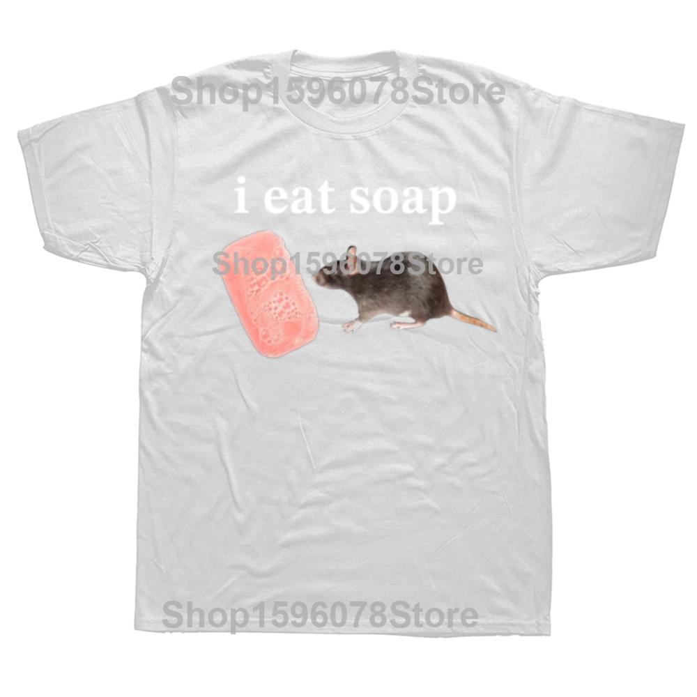 I Eat Soap Rat Funny Meme T Shirt Men's Fashion Vintage O-Neck Short Sleeve T-shirts Casual Cotton Oversized TShirts Streetwear