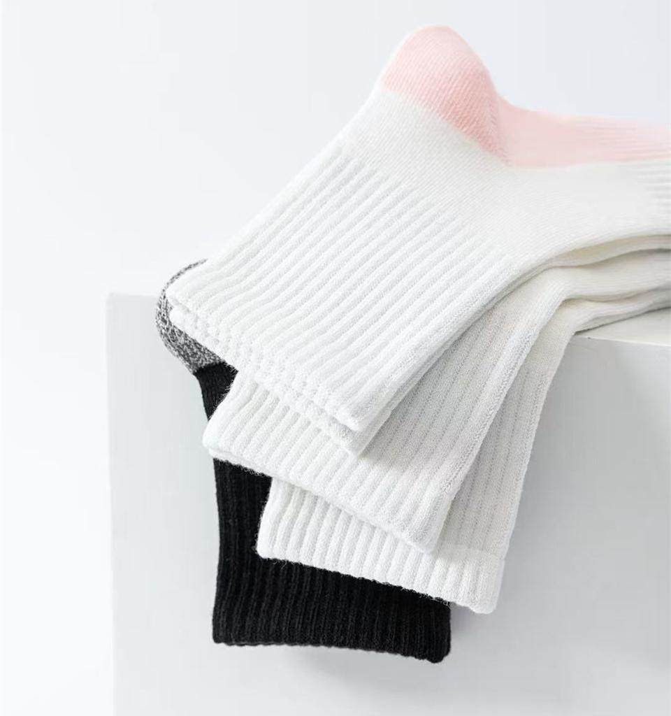 5 Pairs Children Socks 100% Cotton Black White Patchwork Colors Baby Girl Boy Sports School Tube Socks For 2-12 Years