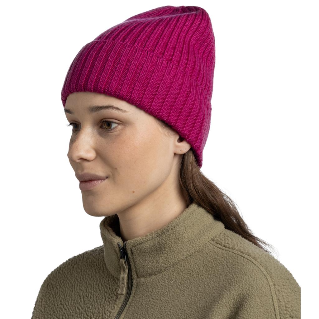 Buff  Knitted Norval Hat Beanie, Womens purple Cap