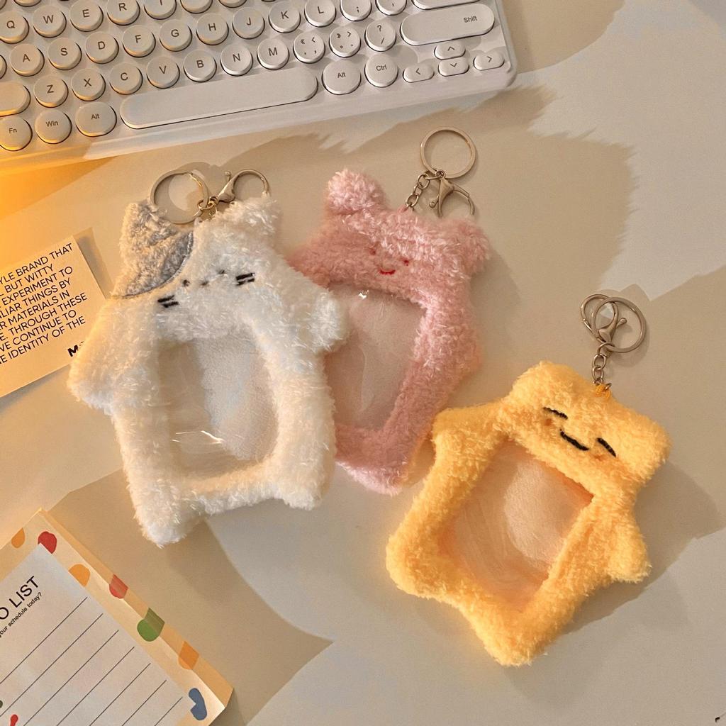 Korean Style Cartoon Cat Plush Card Holder for K-pop Album and Student Photo Cards