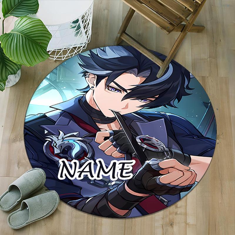 Customizable Genshin Impact4 Round Non-Slip Carpet - Ideal for Garden, Picnic, Office, Perfect for Decoration, Suitable For All Seasons