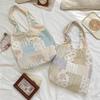 2 Hollow Splicing Floral Lazy Wind Vest Bag Literary Shoulder Bag Large Capacity Commuter Tote Bag