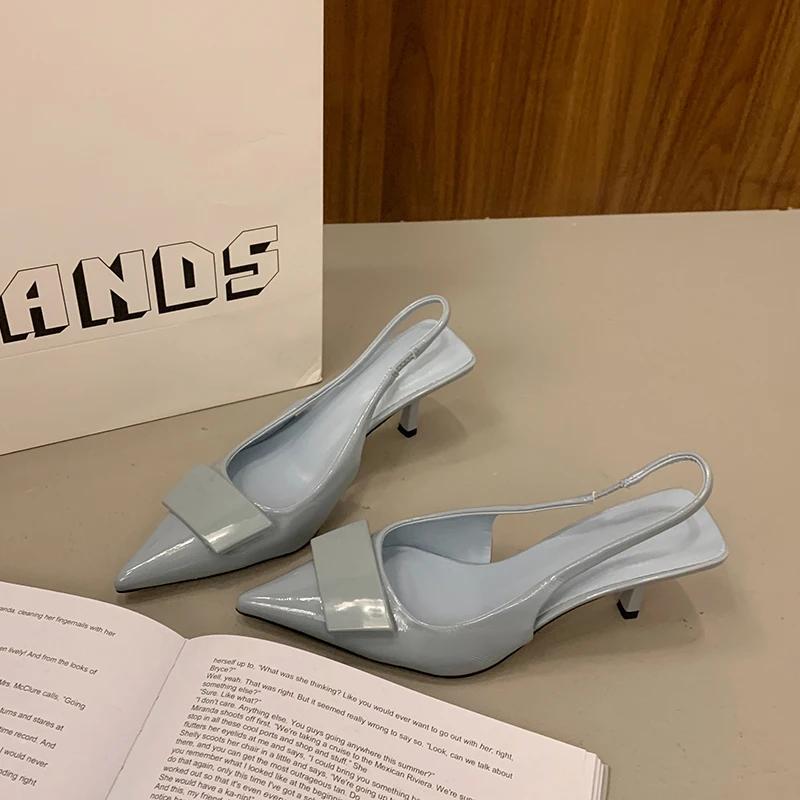 Fashion 2025 Summer Women's Shoes High Heel Women Sandals Fashion Pointed Toe Singbacks Shoes Design Style Banquet Party Sandalias Shoes