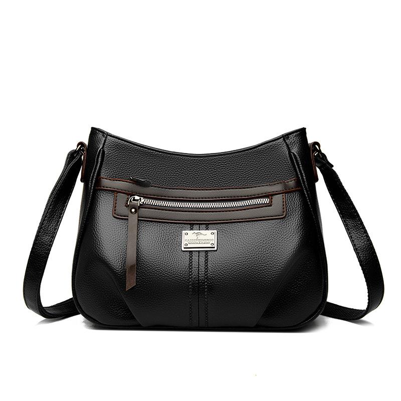 

Вместительная одноплечевая сумка кроссбоди из мягкой кожи для мамы среднего возраста чёрный