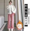 Black narrow wide-leg pants women's spring, autumn and winter velvet high-waisted drape straight casual small corduroy pants