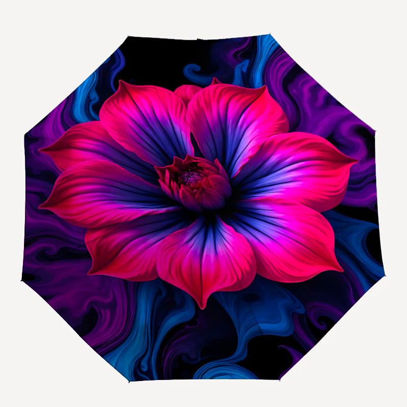1pc Floral Abstract Automatic Open/close Folding Umbrella, Compact Portable Travel Umbrella, Cute Umbrella, Durable Construction Yy260328021