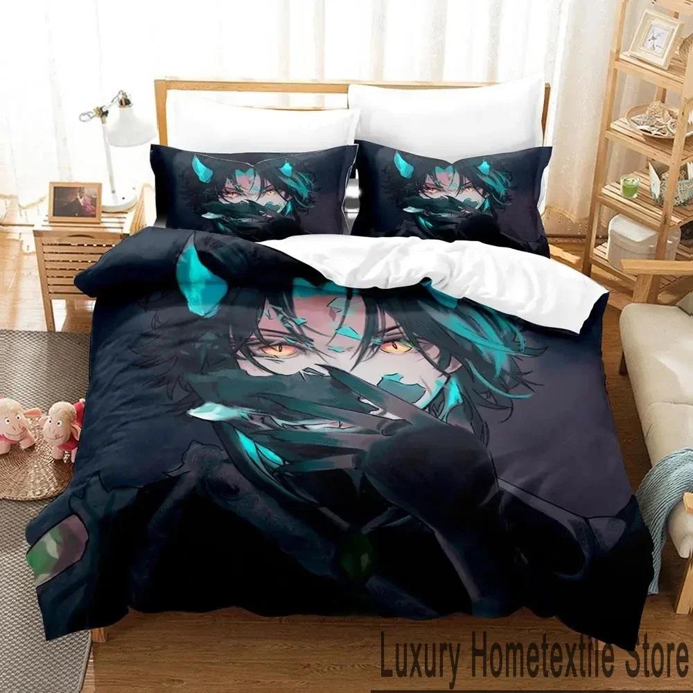 3D Genshin Impact Xiao Anime Bedding Set Duvet Cover Bed Set Quilt Cover Pillowcase Comforter king Queen Size Boys Adult Bedding Tool