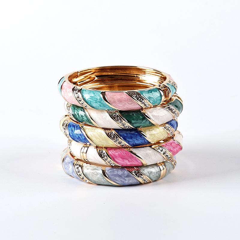 Retro Alloy Enamel Colorful Non-fading Drip Oil Bracelet - Light Luxury High-End Feel