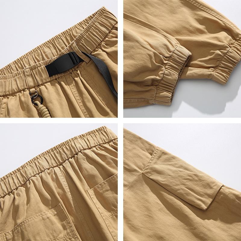 New Men's Bundle Overalls Versatile Retro Loose Three-dimensional Pocket Belt Slim and High Wear-resistant Casual Pants