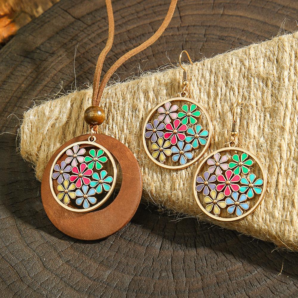 

3 шт. Винтажные серьги-капли для женщин 7 маленьких цветков дизайн с масляной каплей подвеска ожерелье подарки для работы повседневная носка универсальные