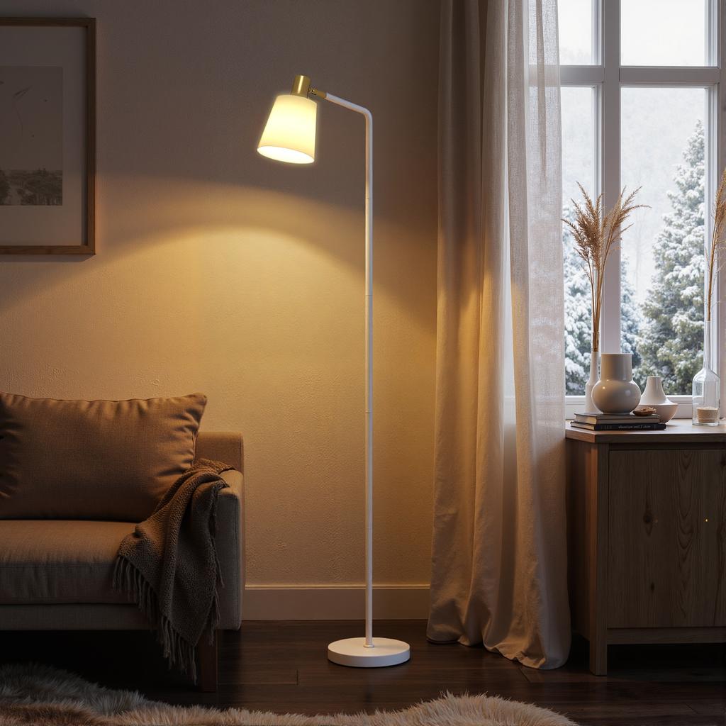 Modern Standing Lamp Floor Lamp With 350 degrees  Rotatable Head For Living Room White