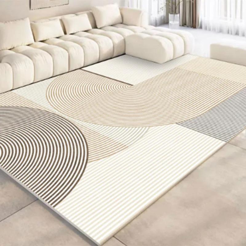 Cream Style Line Living Room Floor Mat, Large-Sized Sofa, Coffee Table Blanket, Bedroom Carpet, Home Decoration